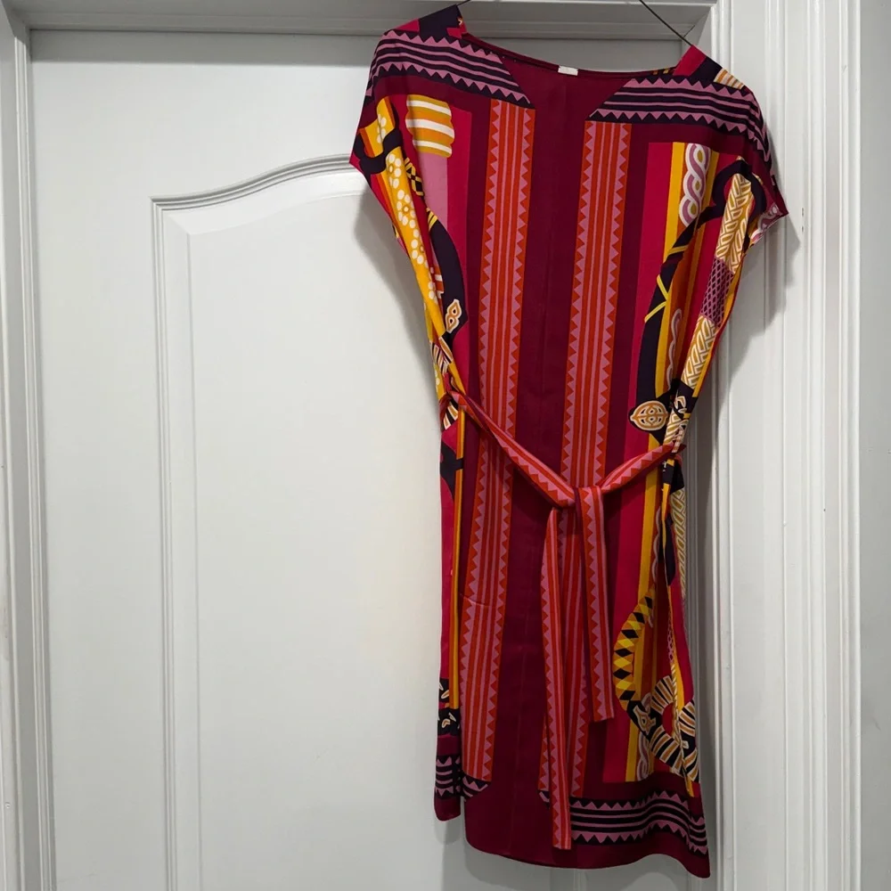 Hermes Silk Pink Printed Belted Mini Dress - Picture 3 of 8